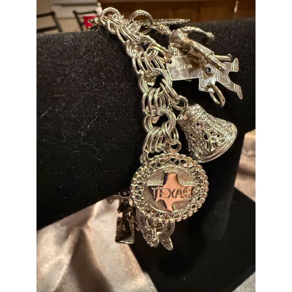 Vintage Sterling Silver Travel & Western Charm Bracelet – 56 g - Picture 1 of 10